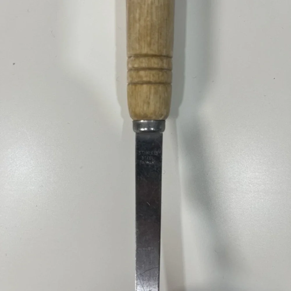 Vintage Stainless Steel Skimmer‎ Spoon Wooden Handle Kitchen Tool Utensil Taiwan